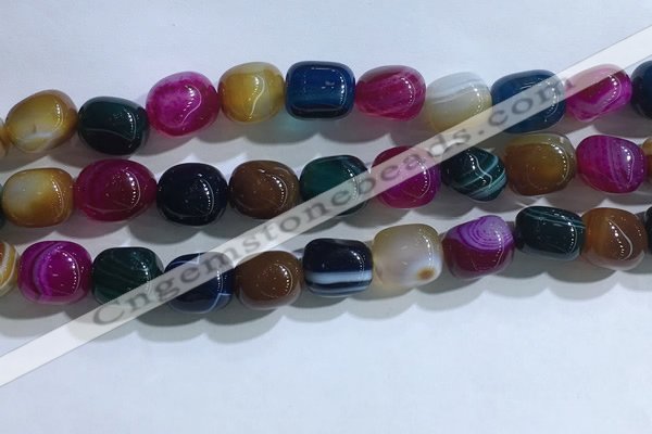 CNG8199 15.5 inches 10*14mm nuggets striped agate beads wholesale