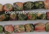 CNG821 15.5 inches 9*12mm faceted nuggets unakite gemstone beads