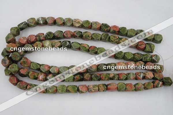 CNG821 15.5 inches 9*12mm faceted nuggets unakite gemstone beads