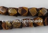 CNG826 15.5 inches 9*12mm faceted nuggets yellow tiger eye beads