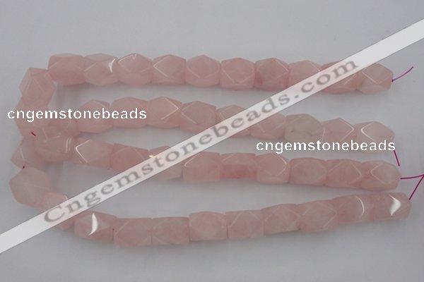 CNG833 15.5 inches 13*18mm faceted nuggets rose quartz beads
