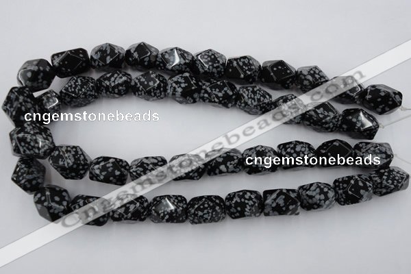 CNG834 15.5 inches 13*18mm faceted nuggets snowflake obsidian beads