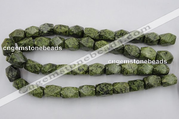 CNG835 15.5 inches 13*18mm faceted nuggets green lace gemstone beads