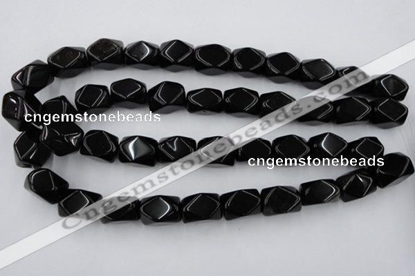 CNG836 15.5 inches 13*18mm faceted nuggets black obsidian beads