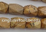 CNG842 15.5 inches 13*18mm faceted nuggets picture jasper beads