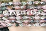 CNG8525 15.5 inches 7*10mm - 8*12mm faceted nuggets rhodochrosite beads