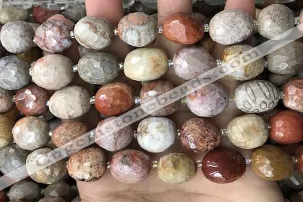 CNG8528 15.5 inches 13*15mm - 15*17mm faceted nuggets fossil coral beads