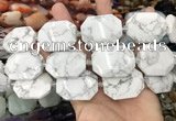 CNG8556 22*30mm - 25*35mm faceted freeform white howlite beads