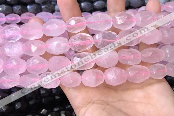 CNG8563 12*16mm - 15*20mm faceted nuggets rose quartz beads