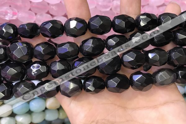 CNG8574 12*16mm - 15*20mm faceted nuggets black obsidian beads