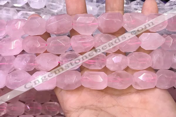 CNG8580 13*18mm - 15*20mm faceted nuggets rose quartz beads