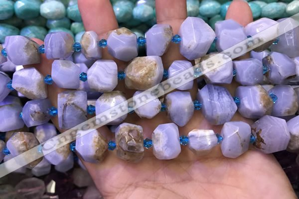 CNG8599 12*16mm - 13*18mm faceted nuggets blue lace agate beads