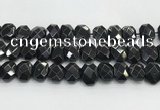 CNG8624 10*13mm - 12*16mm faceted freeform black agate beads