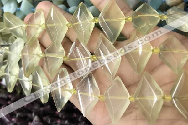 CNG8635 13*20mm - 15*25mm faceted freeform lemon quartz beads