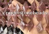 CNG8636 13*20mm - 15*25mm faceted freeform strawberry quartz beads