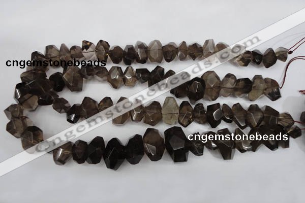 CNG866 15.5 inches 8*12mm – 14*22mm faceted nuggets smoky quartz beads