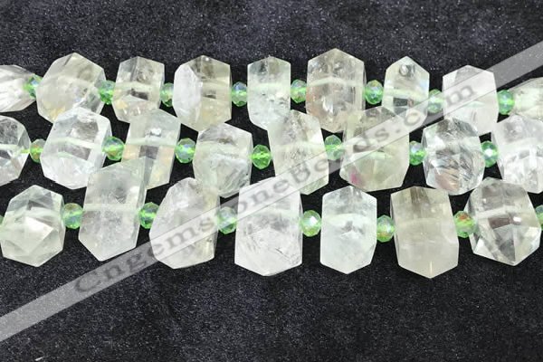 CNG8676 12*20mm - 20*33mm faceted nuggets green quartz beads