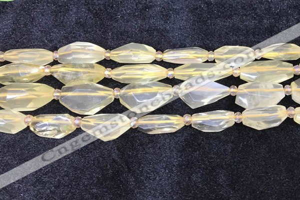 CNG8682 12*23mm - 15*25mm faceted freeform lemon quartz beads