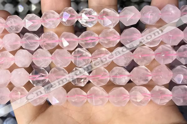 CNG8692 15.5 inches 10mm faceted nuggets rose quartz beads