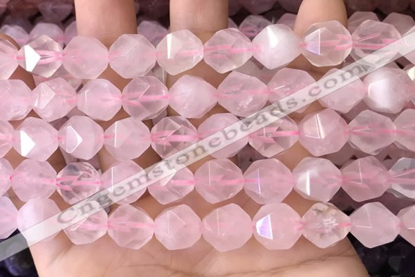 CNG8694 15.5 inches 12mm faceted nuggets rose quartz beads