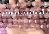 CNG8697 15.5 inches 10mm faceted nuggets strawberry quartz beads