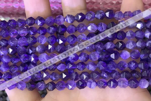 CNG8700 15.5 inches 6mm faceted nuggets amethyst gemstone beads
