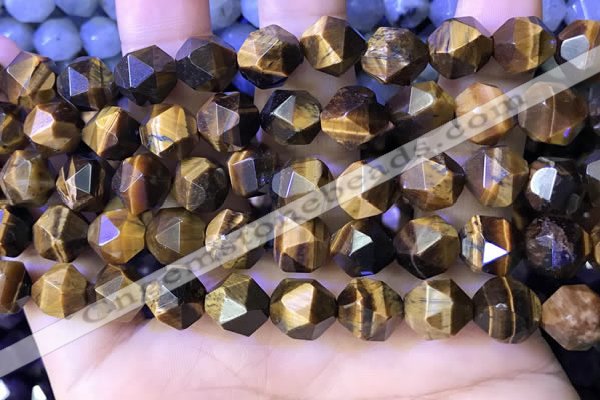 CNG8727 15.5 inches 12mm faceted nuggets yellow tiger eye beads