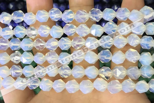 CNG8760 15.5 inches 8mm faceted nuggets opalite beads wholesale