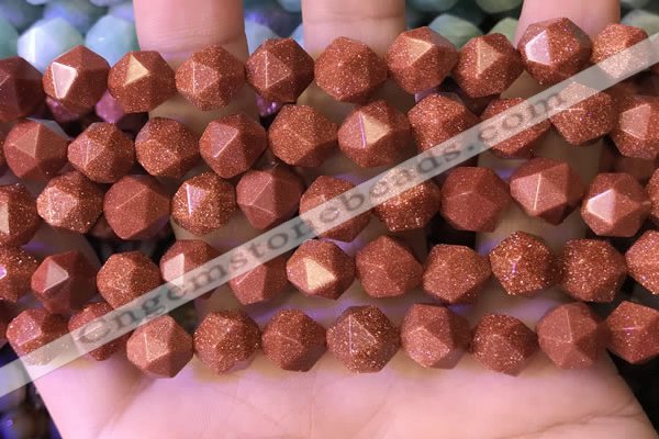 CNG8768 15.5 inches 10mm faceted nuggets goldstone beads wholesale