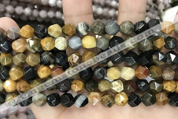 CNG8776 15 inches 8mm faceted nuggets jasper gemstone beads