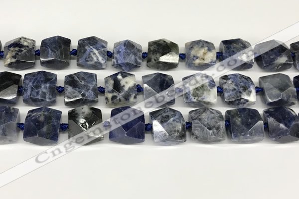 CNG8792 16*17mm - 18*19mm faceted nuggets sodalite  beads