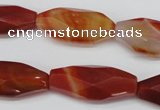 CNG880 15.5 inches 14*30mm faceted rice red agate nugget beads