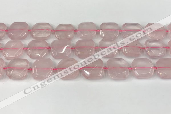 CNG8802 15.5 inches 16mm - 20mm faceted freeform rose quartz beads