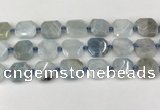 CNG8805 15.5 inches 16mm - 20mm faceted freeform aquamarine beads