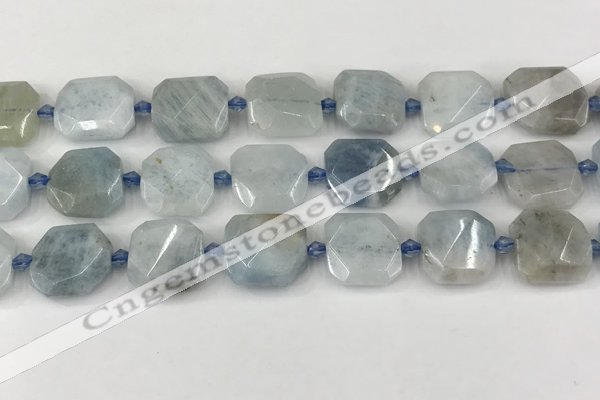 CNG8805 15.5 inches 16mm - 20mm faceted freeform aquamarine beads