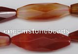 CNG881 15.5 inches 15*40mm faceted rice red agate nugget beads