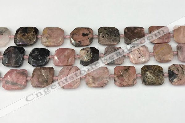 CNG8814 15.5 inches 16mm - 20mm faceted freeform rhodonite beads