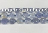 CNG8818 15.5 inches 16mm - 20mm faceted freeform blue chalcedony beads