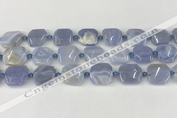 CNG8818 15.5 inches 16mm - 20mm faceted freeform blue chalcedony beads