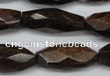 CNG882 15.5 inches 14*32mm faceted rice bronzite nugget beads