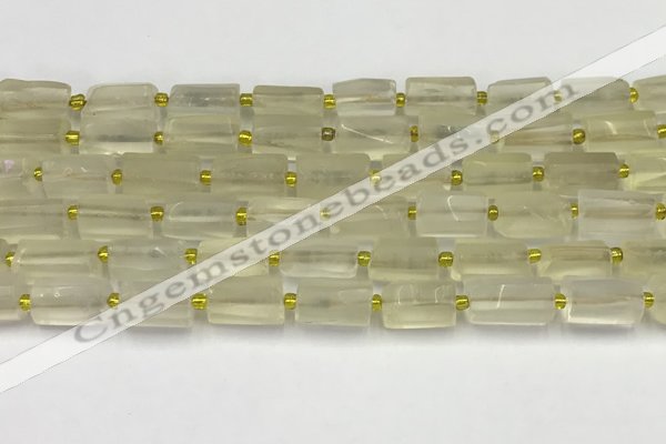 CNG8851 15.5 inches 8*12mm - 10*16mm nuggets matte lemon quartz beads