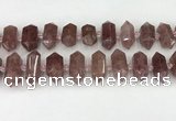 CNG8900 10*25mm - 14*30mm faceted nuggets strawberry quartz beads