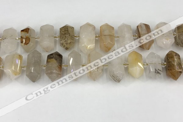 CNG8901 10*25mm - 14*30mm faceted nuggets scenic quartz beads