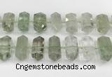 CNG8912 10*25mm - 15*30mm faceted nuggets green quartz beads