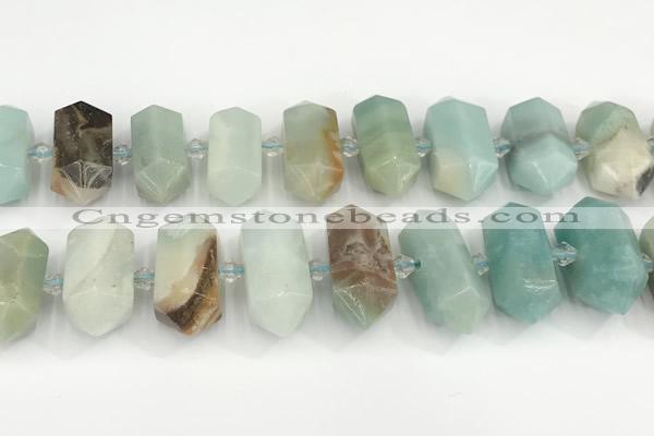 CNG8914 15.5 inches 10*25mm - 15*30mm faceted nuggets amazonite beads