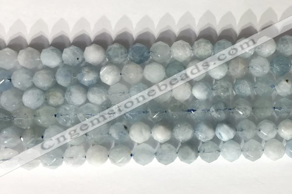 CNG9085 15.5 inches 8mm faceted nuggets aquamarine gemstone beads