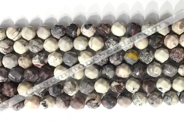 CNG9095 15.5 inches 8mm faceted nuggets purple striped jasper beads