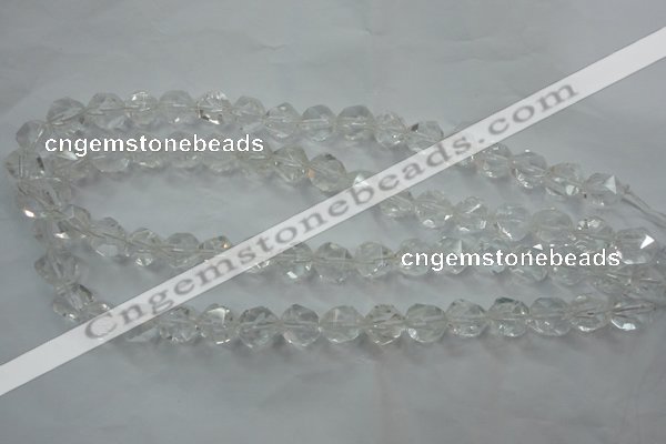 CNG913 15 inches 12mm faceted nuggets white crystal beads