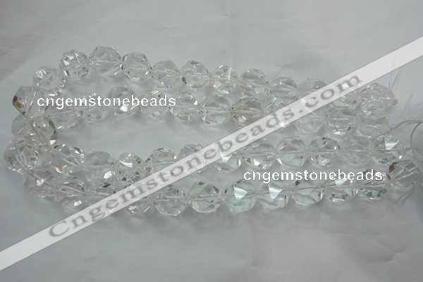 CNG914 15 inches 14mm faceted nuggets white crystal beads