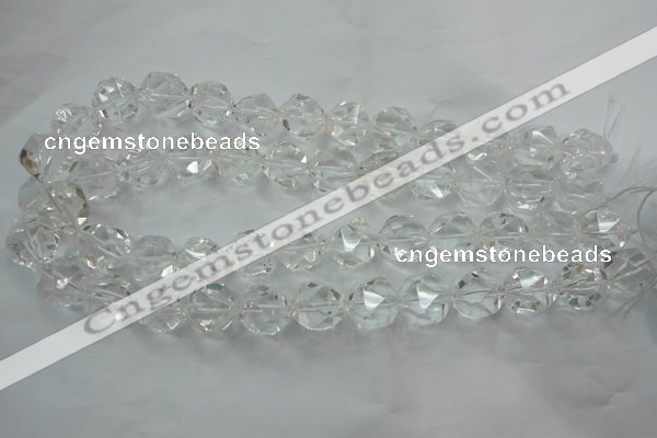 CNG915 15 inches 16mm faceted nuggets white crystal beads